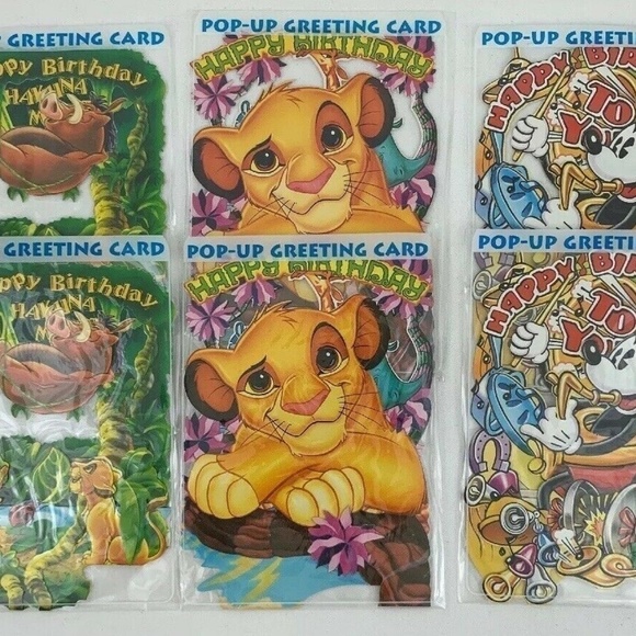 Disney Pop Up Birthday Greeting Card Set of 6 Vintage Deadstock - Picture 1 of 8